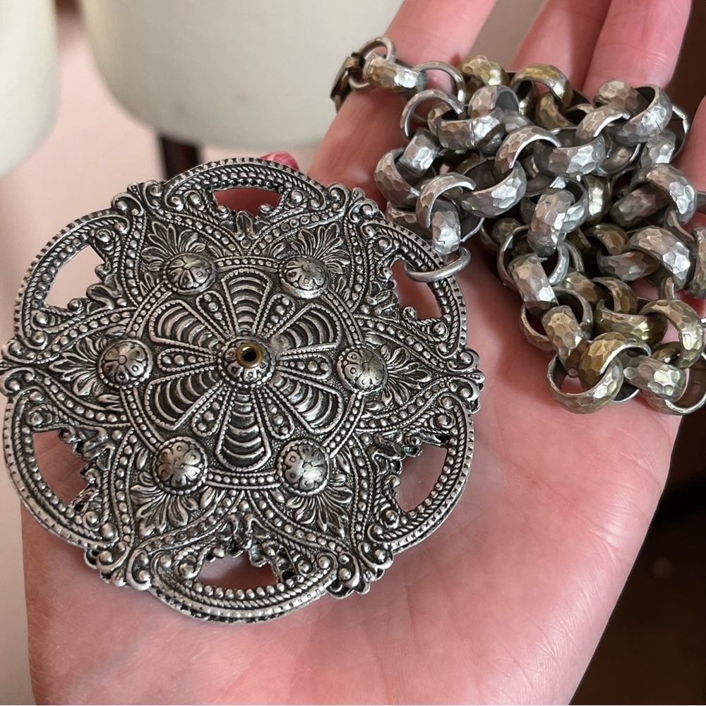 Vintage Antique Art deco Victorian Festival Silver Goth Medieval Goth necklace - Picture 11 of 16